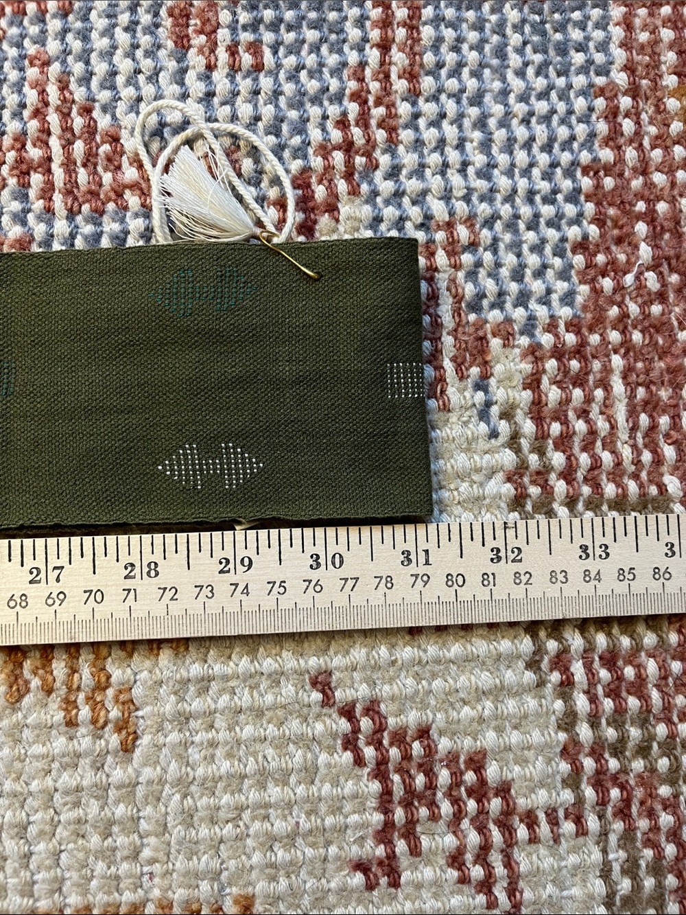 NWT Mirth Handwoven Cotton Sash Belt Skinny Scarf Olive Green Artisan Fringe - Picture 4 of 7